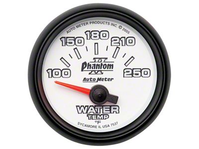 Auto Meter Phantom II Series 2-1/16-Inch Water Temperature Gauge; 100-250 Fahrenheit (Universal; Some Adaptation May Be Required)
