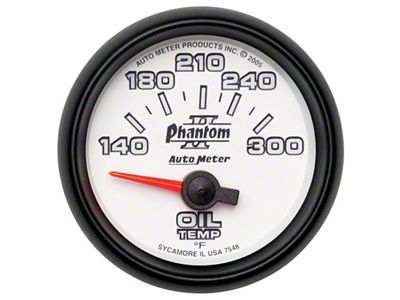 Auto Meter Phantom II Series 2-1/16-Inch Oil Temperature Gauge; 140-300 Fahrenheit (Universal; Some Adaptation May Be Required)