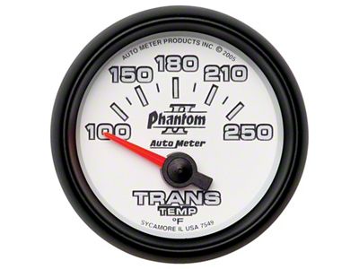 Auto Meter Phantom II Series 2-1/16-Inch Transmission Temperature Gauge; 100-250 Fahrenheit (Universal; Some Adaptation May Be Required)