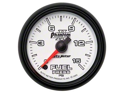 Auto Meter Phantom II Fuel Pressure Gauge 2-1/16in 15PSI Digital Stepper - 7561