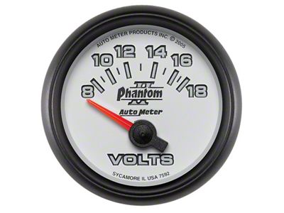 Auto Meter Phantom II Series 2-1/16-Inch Voltmeter Gauge; 8-18V (Universal; Some Adaptation May Be Required)