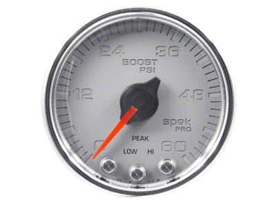 Auto Meter Spek-Pro Gauge Boost 2 1/16in 60psi Stepper Motor W/Peak - P30421