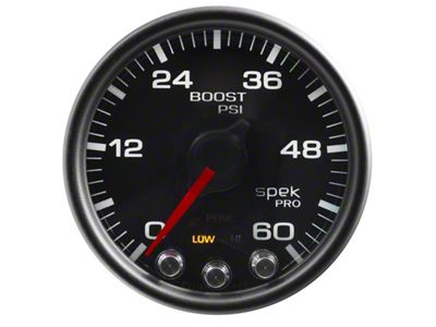 Auto Meter Spek-Pro Gauge Boost 2 1/16in 60psi Stepper Motor W/Peak - P30432
