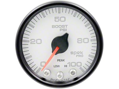 Auto Meter Spek-Pro Gauge Boost 2 1/16in 100psi Stepper Motor W/Peak - P30512