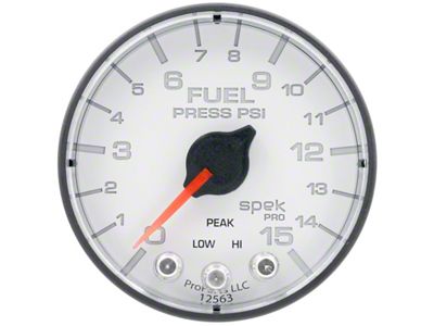 Auto Meter Spek-Pro Gauge Fuel Press 2 1/16in 15psi Stepper Motor - P315128