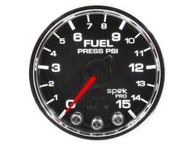 Auto Meter Spek-Pro Gauge Fuel Press 2 1/16in 15psi Stepper Motor - P31531