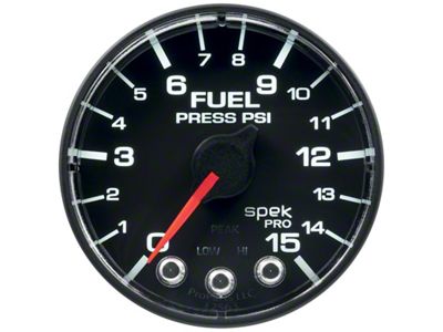 Auto Meter Spek-Pro Gauge Fuel Press 2 1/16in 15psi Stepper Motor - P315328