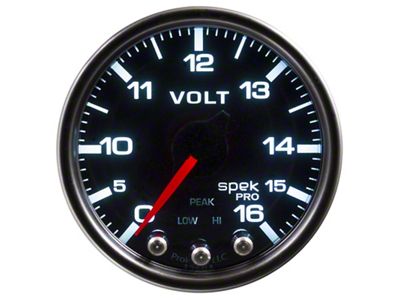Auto Meter Spek-Pro Gauge Voltmeter 2 1/16in 16V Stepper Motor W/Peak - P34452
