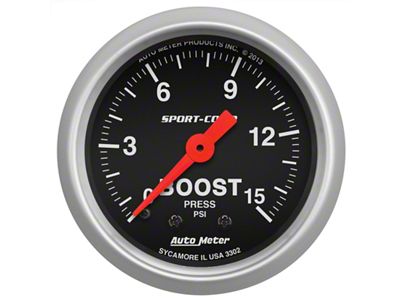 Auto Meter 2-1/16in 0-15 PSI Mechanical Sport-Comp Boost Pressure Gauge - 3302