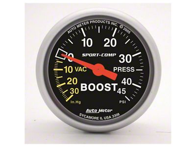 Auto Meter Sport-Comp 52mm 45 PSI Mechanical Boost Gauge - 3308