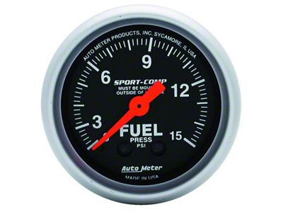 Auto Meter 2-1/16in 0-15 PSI Mechanical Sport-Comp Fuel Pressure Gauge - 3311