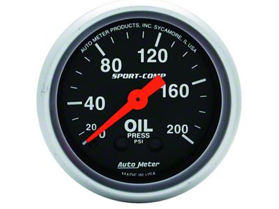 Auto Meter Sport Comp 52mm Mechanical 0-200 PSI Oil Pressure Gauge - 3322
