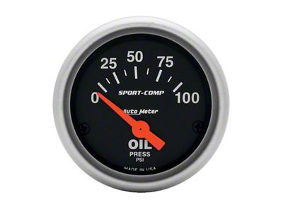 Auto Meter Sport-Comp Series 2-1/16-Inch Oil Pressure Gauge; 0-100 PSI (Universal; Some Adaptation May Be Required)
