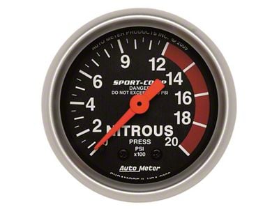 Auto Meter Sport-Comp 52mm 0-2000 PSI Mechanical Nitrous Pressure Gauge - 3328