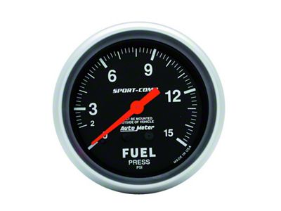 Auto Meter Sport-Comp 2 5/8in 0-15 PSI Mechanical Fuel Pressure Gauge - 3411