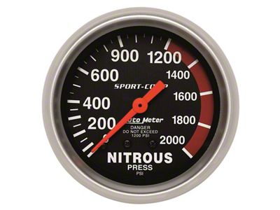 Auto Meter 2-5/8in 0-2000 PSI Mechanical Nitrous Pressure Sport-Comp Gauge - 3428