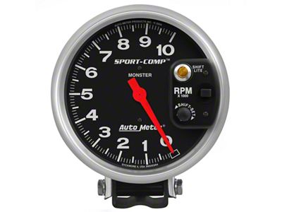 Auto Meter Sport-Comp 5 inch 10; 000 RPM Pedestal Mount Tachometer Shift-Lite - 3903