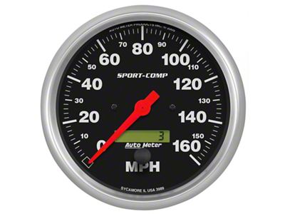 Auto Meter Sport-Comp 5 inch 160 MPH Electronic Speedometer Gauge w/LCD - 3989