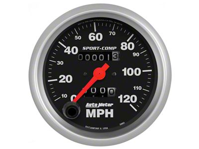 Auto Meter Sport-Comp 3-3/8 inch 120 MPH Mechanical Speedometer - 3992