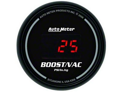 Auto Meter Black 52mm 30 In Hg.-Vac./30 PSI Digital Vacuum/Boost Gauge - 6359