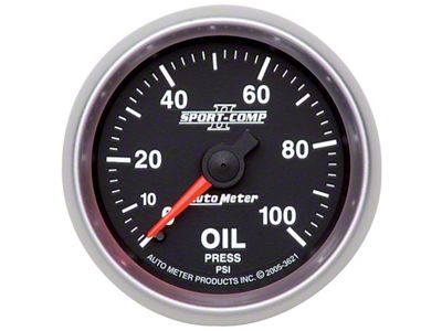 Auto Meter Sport-Comp II Series 2-1/16-Inch Oil Pressure Gauge; 0-100 PSI; Mechanical (Universal; Some Adaptation May Be Required)