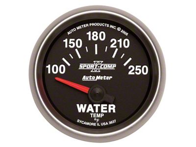 Auto Meter Sport-Comp II Series 2-1/16-Inch Water Temperature Gauge; 100-250 Fahrenheit (Universal; Some Adaptation May Be Required)