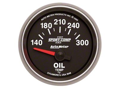 Auto Meter Sport-Comp II Series 2-1/16-Inch Oil Temperature Gauge; 140-300 Fahrenheit (Universal; Some Adaptation May Be Required)