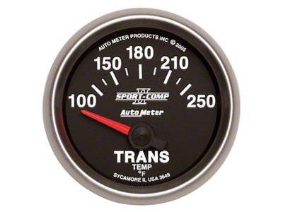 Auto Meter Sport-Comp II Series 2-1/16-Inch Transmission Temperature Gauge; 100-250 Fahrenheit (Universal; Some Adaptation May Be Required)