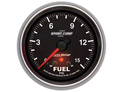 Auto Meter Sport-Comp II Fuel Pressure Gauge 2 5/8in 15PSI Stepper - 7661