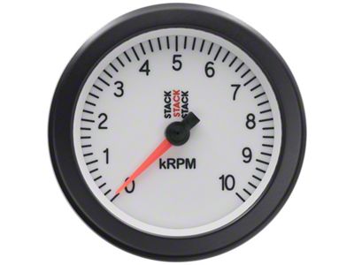 Auto Meter Stack Sport 88mm 0-10K RPM Tachometer - White - ST100-010W