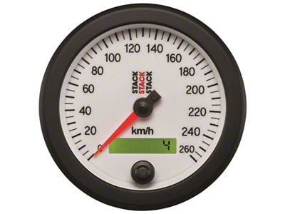 Auto Meter Stack Instruments 88MM 0-260 KM/H Programmable Speedometer - White - ST3852