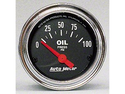 Auto Meter Traditional Chrome 52mm 0-100 PSI Short Sweep Electricall Oil - 2522