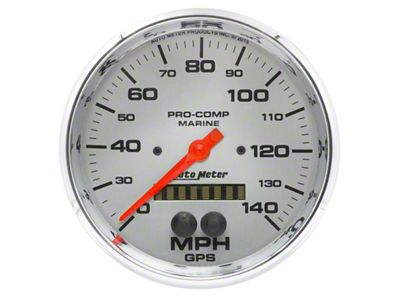 Auto Meter Speedometer 5in 140 MPH GPS Marine Chrome Ultra-Lite Gauge - 200647-35