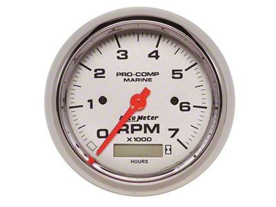 Auto Meter Marine Chrome Ultra-Lite 3-3/8in 7K RPM w/Hourmeter Tachometer Gauge - 200890-35