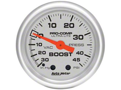 Auto Meter Ultra-Lite 52mm 30 IN HG/45 PSI Mechanical Boost/Vacuum Gauge - 4308