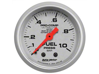 Auto Meter Ultra-Lite 52mm 0-1.0 Bar Mechanical Fuel Pressure Gauge - 4311-M