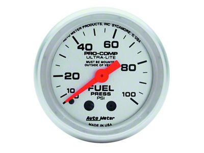 Auto Meter Ultra-Lite 52mm 0-100 PSI Mechanical Fuel Pressure Gauge - 4312