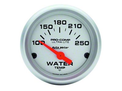 Auto Meter Ultra-Lite Series 2-1/16-Inch Water Temperature Gauge; 100-250 Fahrenheit (Universal; Some Adaptation May Be Required)