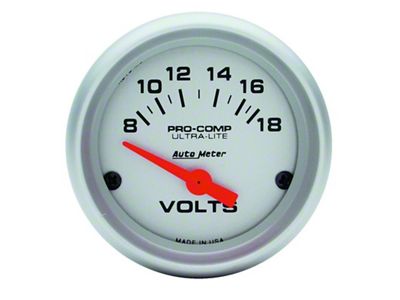 Auto Meter Ultra-Lite Series 2-1/16-Inch Voltmeter Gauge; 8-18V (Universal; Some Adaptation May Be Required)