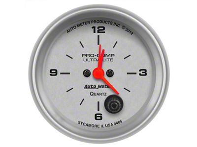 Auto Meter Ultra-Lite Series 2-5/8-Inch 12-Hour Clock (Universal; Some Adaptation May Be Required)