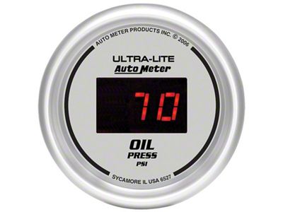 Auto Meter Ultra-Lite 2-1/16in 100PSI Silver Dial Digital Oil Pressure Gauge - 6527