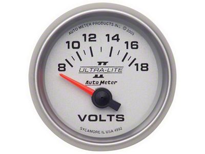 Auto Meter Ultralite II 52mm 8-18 Volt Short Sweep Electronic Voltmeter - 4992