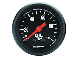 Auto Meter Z Series 52mm 0-100 PSI Mechanical Oil Pressure Gauge - 2604