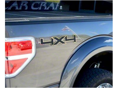 American Car Craft 4x4 Black ABS Emblems with Brushed Trim (Universal; Some Adaptation May Be Required)