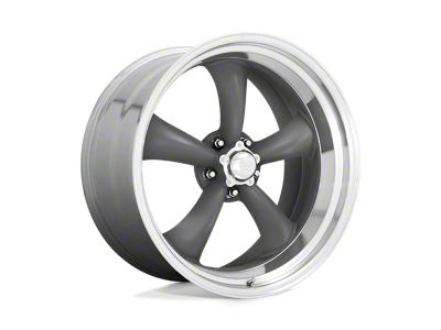 American Racing Classic Torq Thrust II Mag Gray with Machined Lip Wheel; 18x8; 0mm Offset; 5x114.3mm Bolt Pattern; 83.06mm Hub Bore