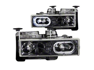 Anzo USA 1988-1998 Chevrolet C1500 Crystal Headlights Carbon w/ Halo - 111005