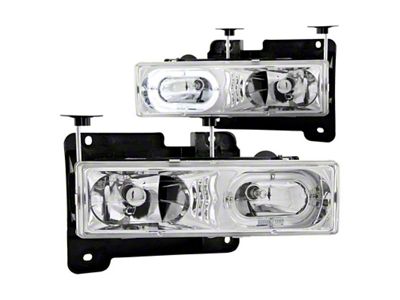 Anzo USA 1988-1998 Chevrolet C1500 Crystal Headlights Chrome w/ Halo - 111006