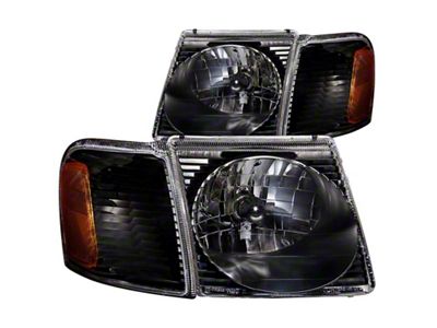 Anzo USA 2001-2005 Ford Explorer Crystal Headlights Black - 111041