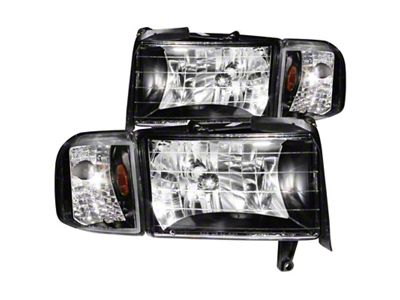Anzo USA 1994-2001 Dodge Ram Crystal Headlights Black - 111067