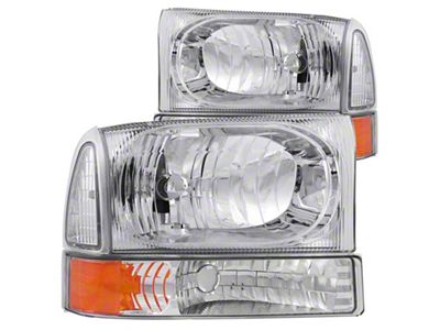 Anzo USA 2000-2004 Ford Excursion Crystal Headlights Chrome w/ Corner Lights - 111081